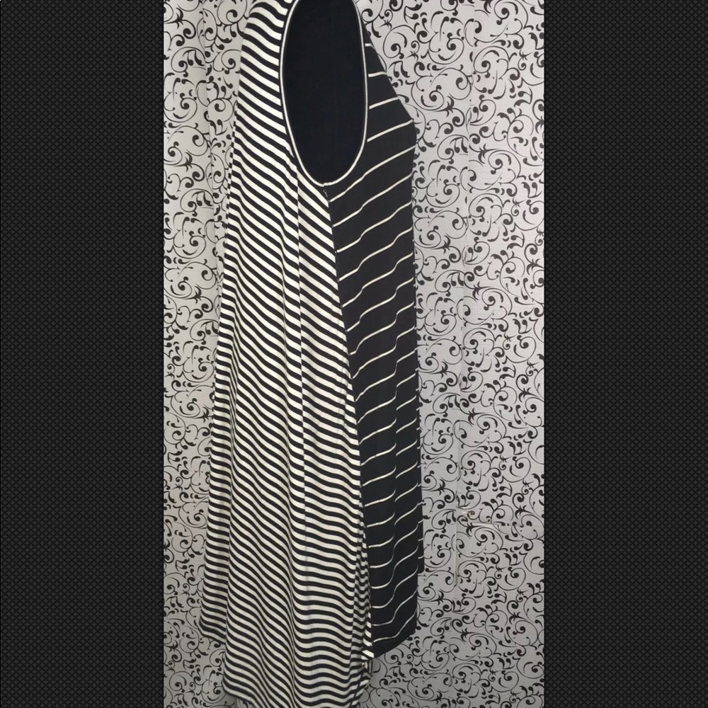 Max Studio Black/White Striped High/Low Dress - Picture 5 of 7